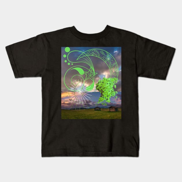 JUST A LITTLE MOON STAR FERRIS WHEEL DREAMING DOODLE ON Kids T-Shirt by Bristlecone Pine Co.